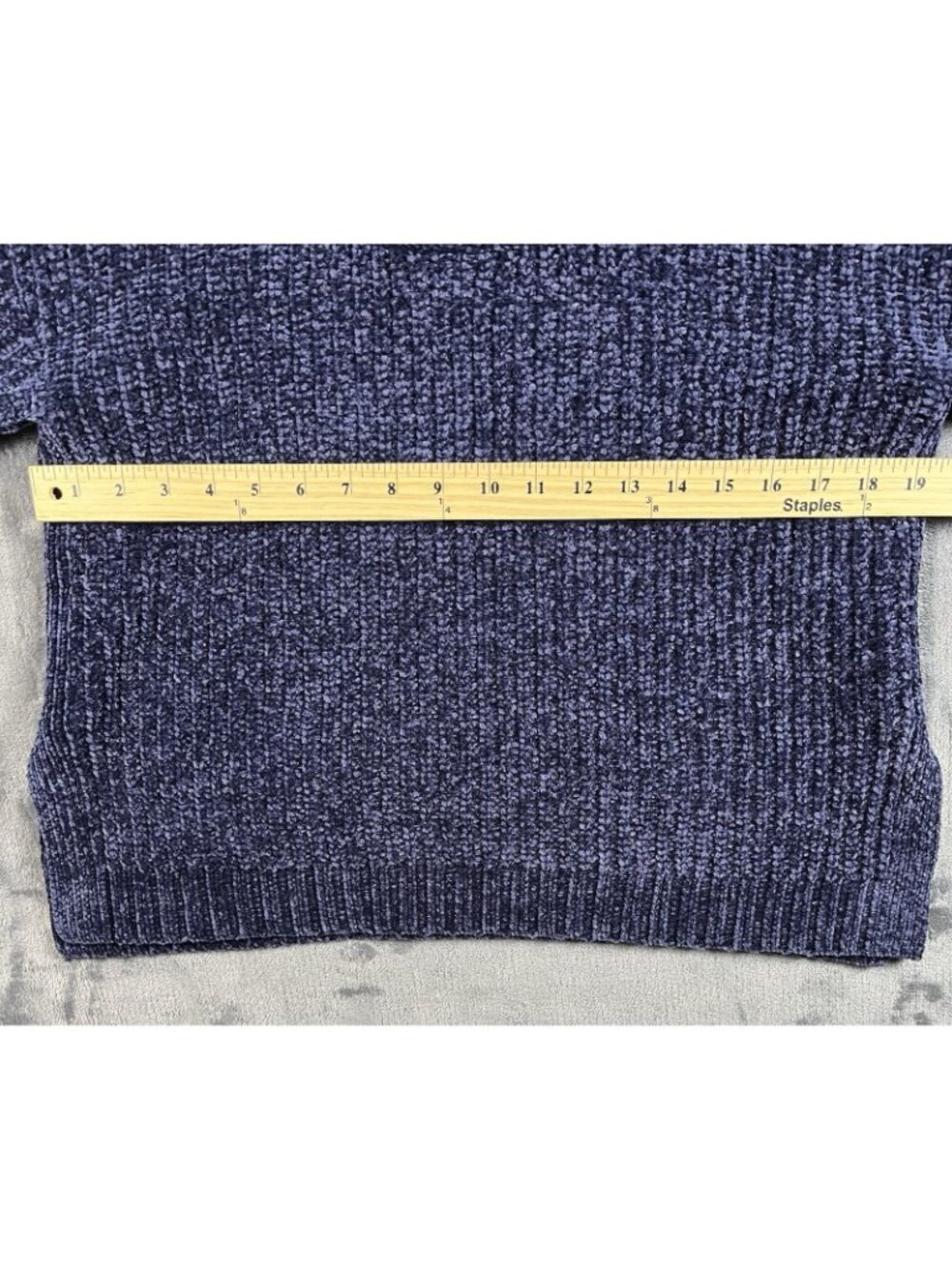Aerie Sweater Womens Size XS Super Soft Chunky Chenille Blue Notched Pullover - Picture 6 of 7